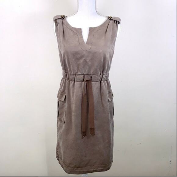 COQUILLE ANTHROPOLOGIE Brown Dress Size XS Drawstring Paper Bag Sleeveless - Picture 3 of 6